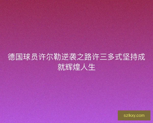 德国球员许尔勒逆袭之路许三多式坚持成就辉煌人生
